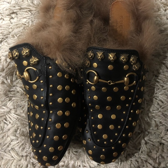 Gucci Kangaroo Studded Slides / Slippers - Picture 2 of 5